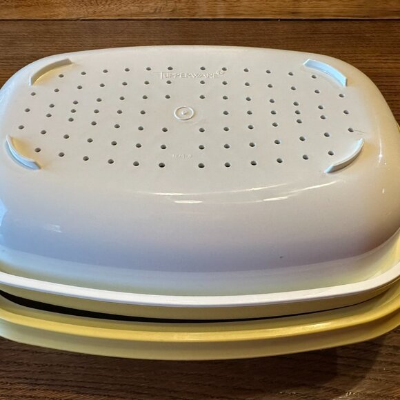 VINTAGE TUPPERWARE - HARVEST GOLD 1273 VEGETABLE & RICE STEAMER (x2) - Picture 3 of 7